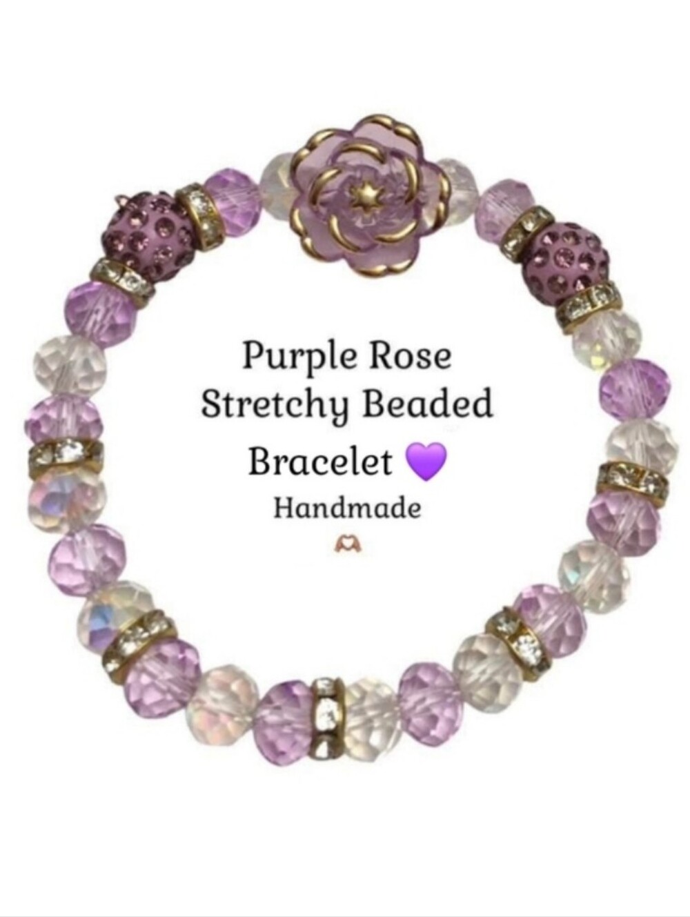 Purple Rose Beaded Bracelet 💜